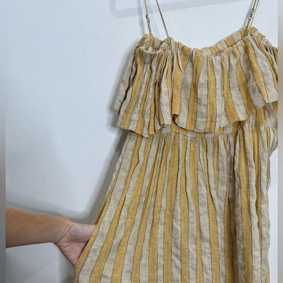 THREE GRACES LONDON Ida cold-shoulder metallic striped linen-blend maxi dress - Picture 10 of 12